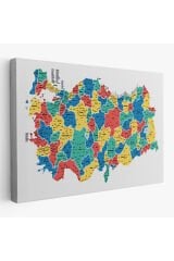 Türkiye Haritası Kanvas Tablo İl ve İlçeli Ayrıntılı Eğitici Dekoratif Tablo 3047