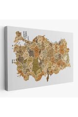 Türkiye Haritası Kanvas Tablo İl ve İlçeli Ayrıntılı Eğitici Dekoratif Tablo 3048
