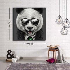 Dekoratif Baskı illüstrasyon Bear with glasses Kanvas Tablo