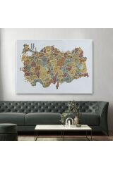 Türkiye Haritası Kanvas Tablo İl ve İlçeli Ayrıntılı Eğitici Dekoratif Tablo 3050