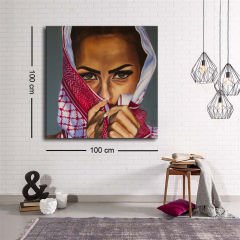 Dekoratif Baskı illüstrasyon Woman with a scarf Kanvas Tablo