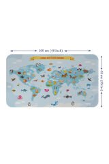 Eğitici Dünya Haritası Dünya Atlası Çocuk ve Bebek Odası Duvar Sticker-60x105-3791
