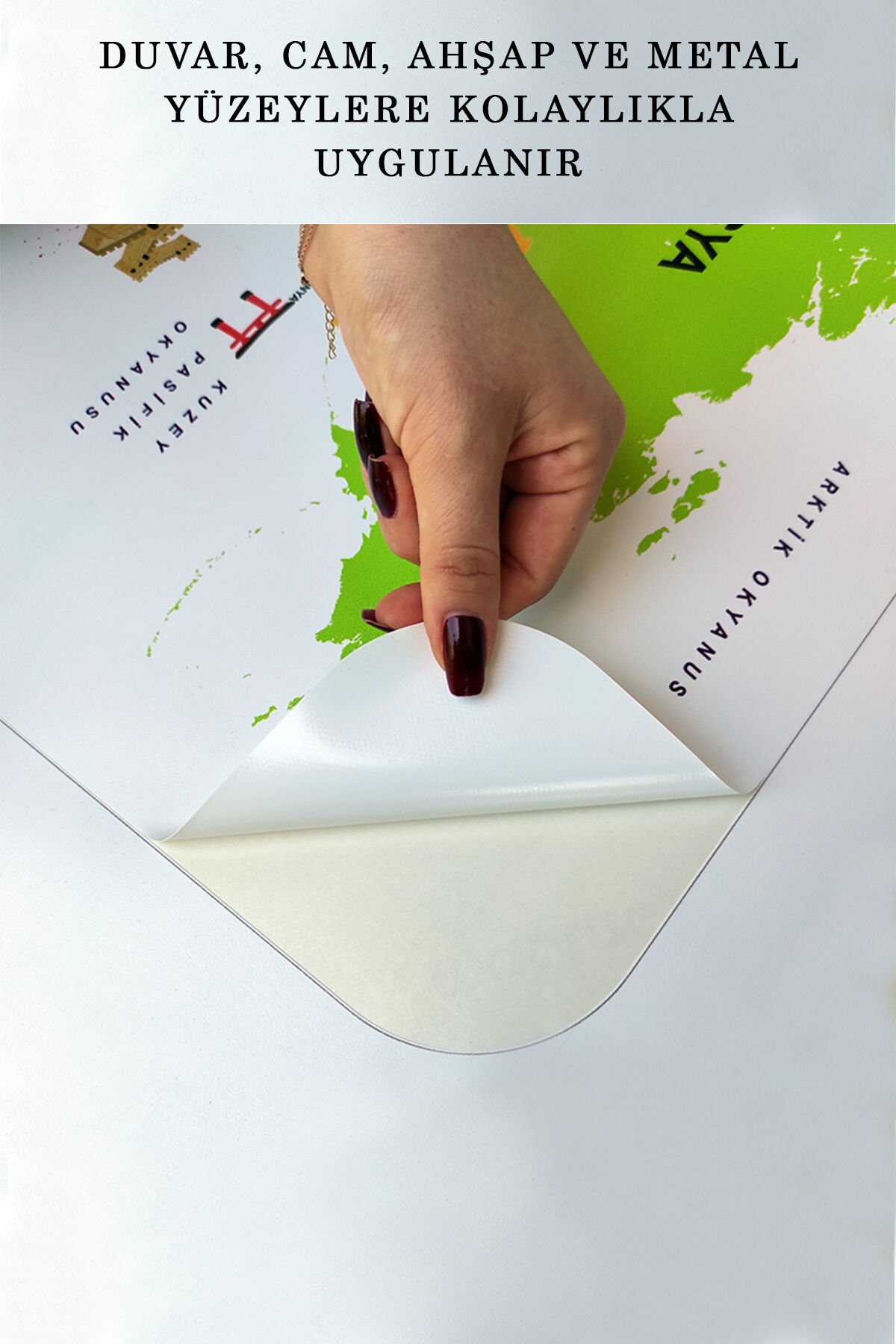 Eğitici Dünya Haritası Dünya Atlası Çocuk ve Bebek Odası Duvar Sticker-60x105-3792