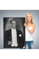 Atatürk Portre Tablosu Mustafa Kemal Atatürk Dikdörtgen Dekoratif Kanvas Tablo-FÖ-139