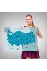 Türkiye Haritası Kanvas Tablo Sınır Komşulu Eğitici Dekoratif Tablo 3087
