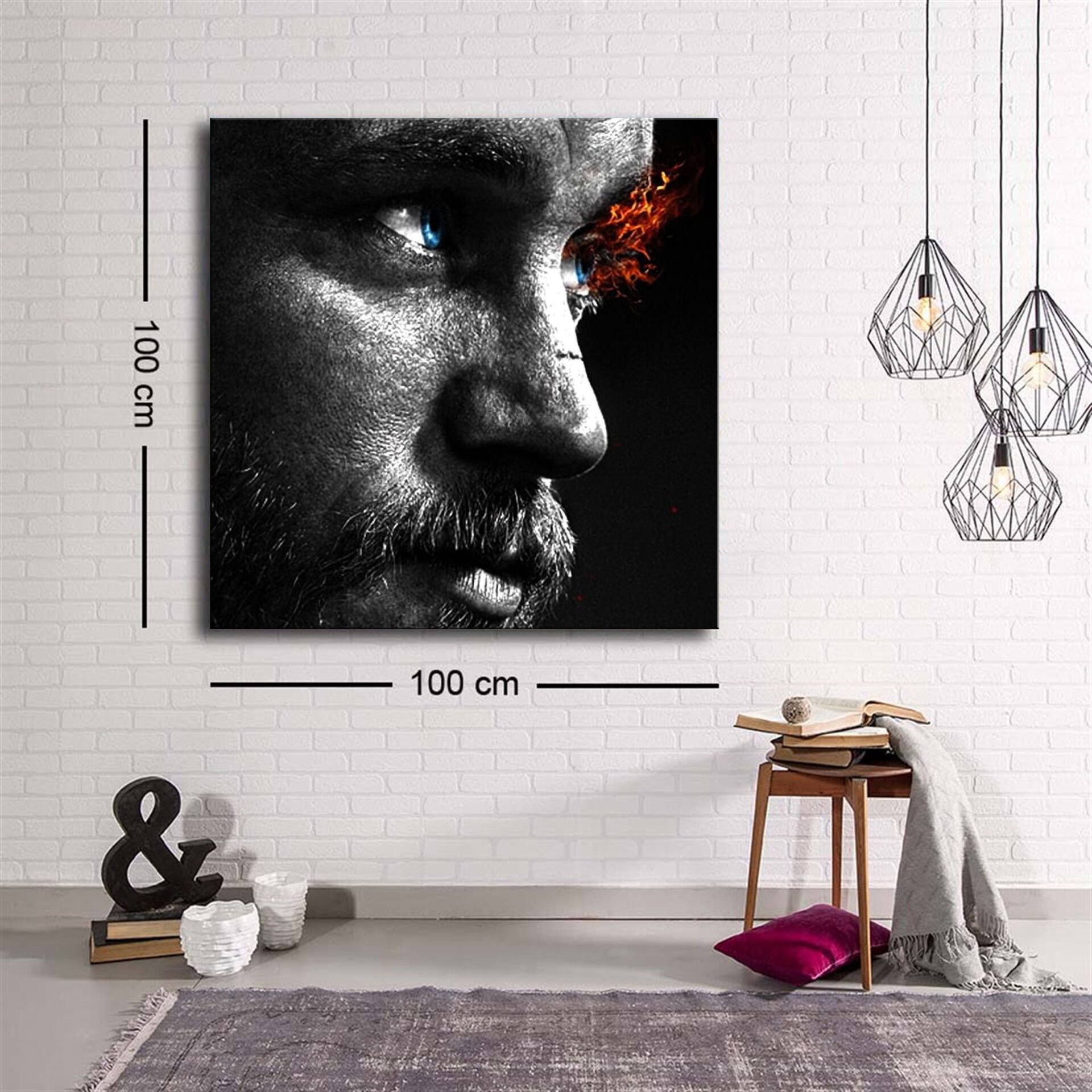 Dekoratif Baskı illüstrasyon Blue-eyed man black and white Kanvas Tablo