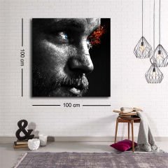 Dekoratif Baskı illüstrasyon Blue-eyed man black and white Kanvas Tablo