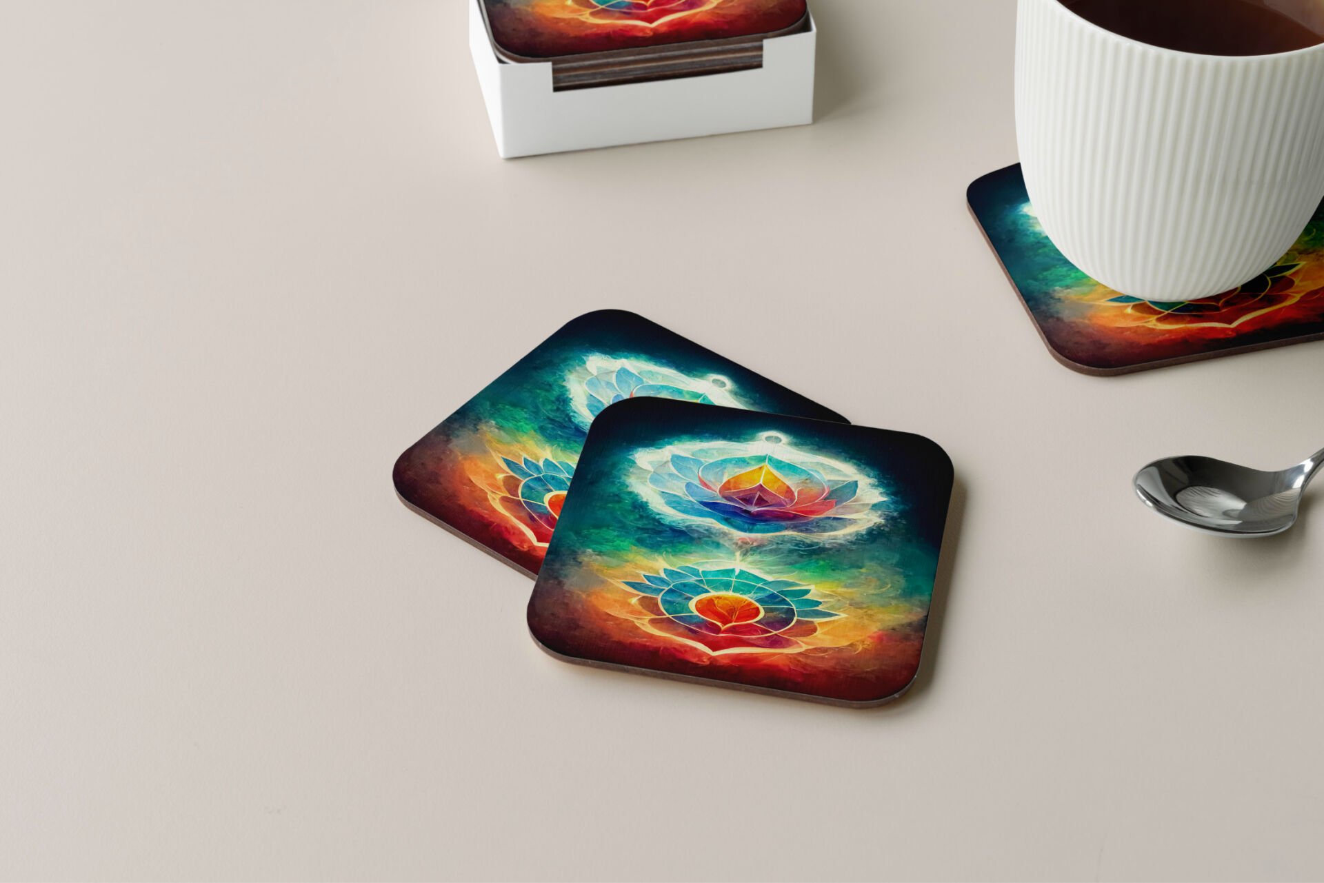 Dekoratif Bardak Altlığı Neon Desen 49