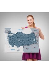 Türkiye Haritası Kanvas Tablo Sınır Komşulu Eğitici ve Öğretici Dekoratif Tablo 3093