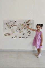 Eğitici Dünya Haritası Dünya Atlası Çocuk ve Bebek Odası Duvar Sticker-60x105-3797