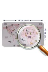 Eğitici Dünya Haritası Dünya Atlası Çocuk ve Bebek Odası Duvar Sticker-60x105-3798