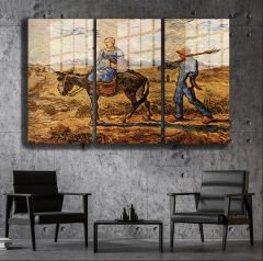 Ünlü Ressamlar ve Yapıtları Modern Yaşam Alanları İçin 3'lü Dikey Cam Tablo 319