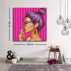 Dekoratif Baskı illüstrasyon Cool Woman Kanvas Tablo