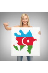Azerbaycan Haritası Dekoratif Kanvas Duvar Tablosu-5806
