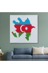 Azerbaycan Haritası Dekoratif Kanvas Duvar Tablosu-5806