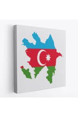 Azerbaycan Haritası Dekoratif Kanvas Duvar Tablosu-5806
