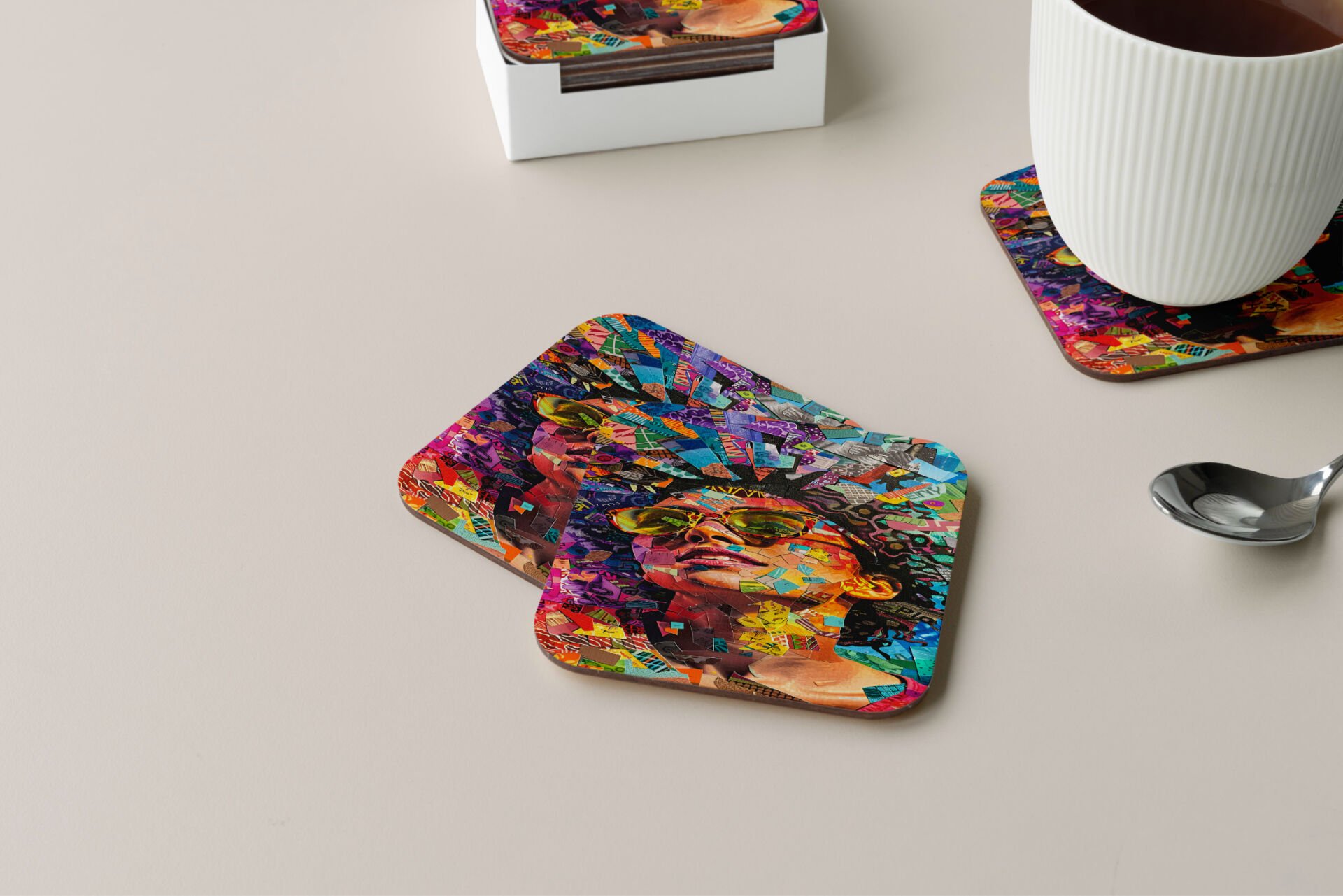 Dekoratif Bardak Altlığı Neon Desen 58