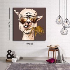 Dekoratif Baskı illüstrasyon Camel with Glass Kanvas Tablo
