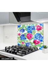 Disegno Cam Ocak Arkası Koruyucu | Çiçek Desenli