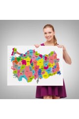Türkiye Haritası Kanvas Tablo Eğitici ve Öretici Dekoratif Tablo Tablo 3108
