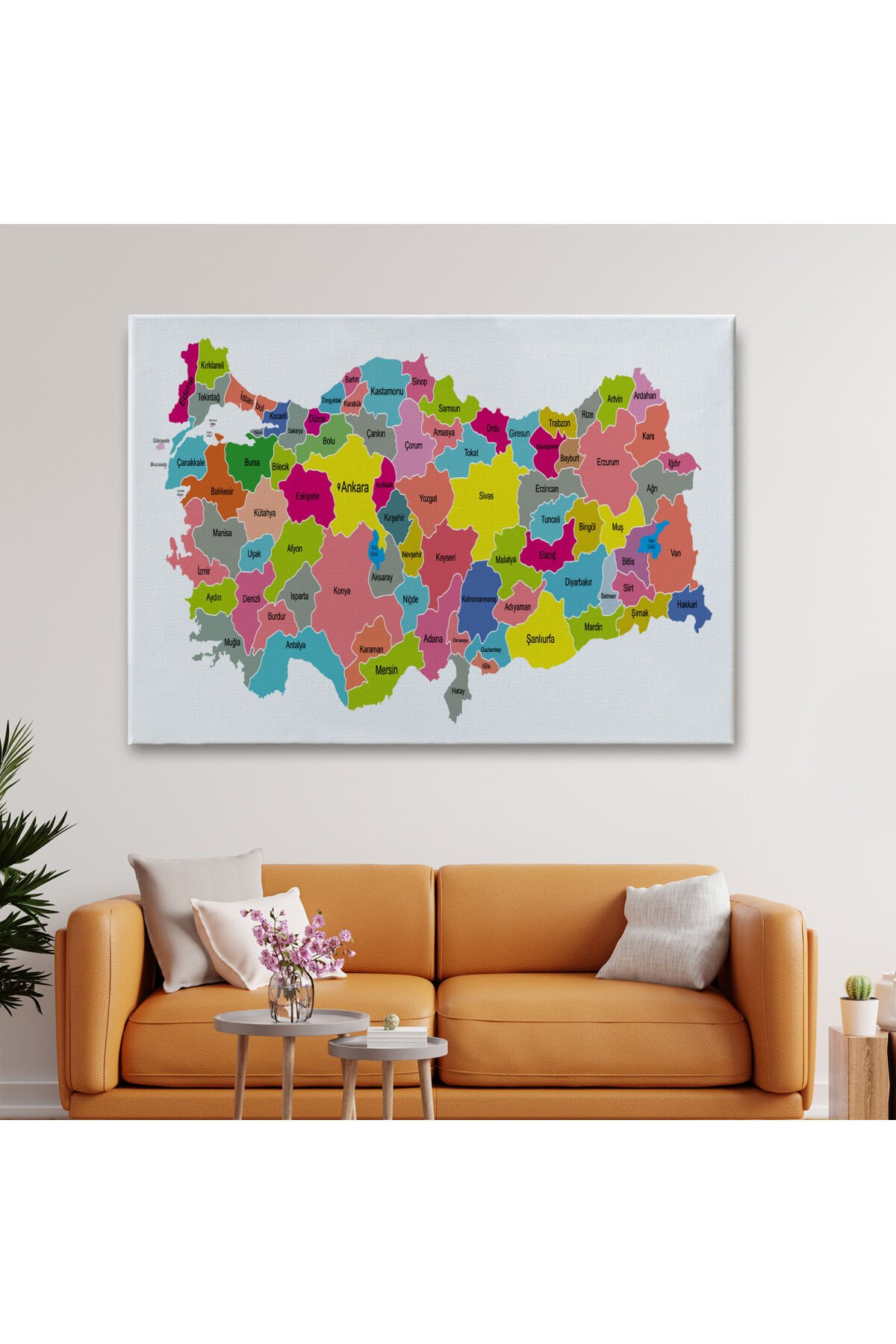 Türkiye Haritası Kanvas Tablo Eğitici ve Öretici Dekoratif Tablo Tablo 3108