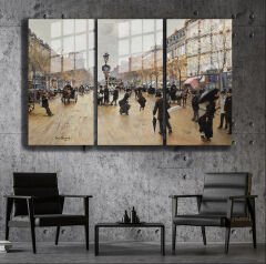 Ünlü Ressamlar ve Yapıtları Modern Yaşam Alanları İçin 3'lü Dikey Cam Tablo 332