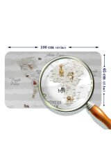 Eğitici Dünya Haritası Dünya Atlası Çocuk ve Bebek Odası Duvar Sticker -60x105-3812