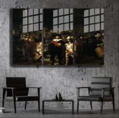 Ünlü Ressamlar ve Yapıtları Modern Yaşam Alanları İçin 3'lü Dikey Cam Tablo 333