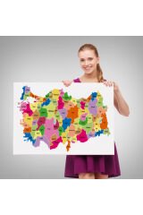 Türkiye Haritası Kanvas Tablo Eğitici ve Öretici Dekoratif Tablo Tablo 3120