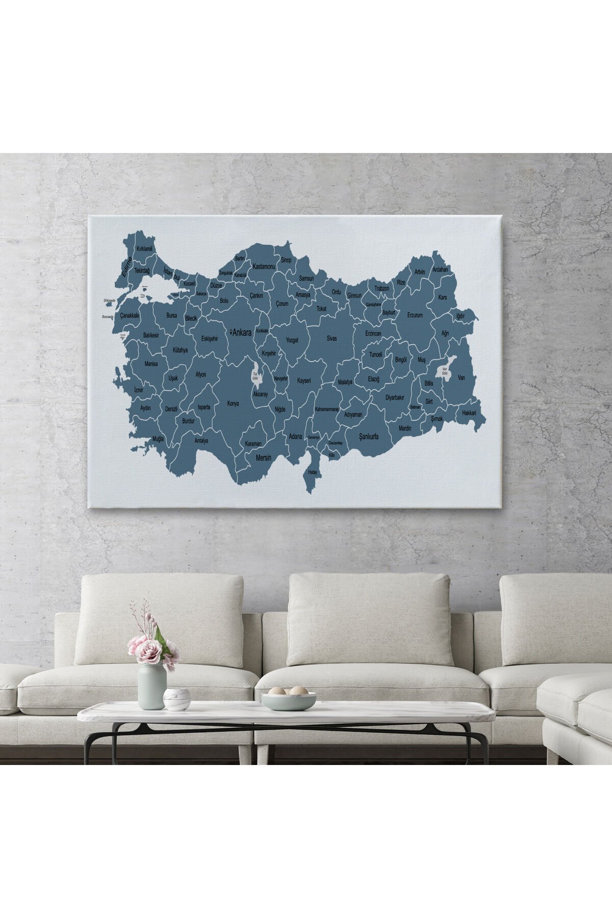 Türkiye Haritası Kanvas Tablo Eğitici ve Öretici Dekoratif Tablo Tablo 3121