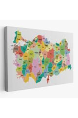 Türkiye Haritası Kanvas Tablo Eğitici ve Öretici Dekoratif Tablo Tablo 3124