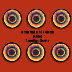 Amarikan Servis, Mdf Supla Takımı 6 Adet (6'lı Takım ), 6'lı Bardak Altlığı Hedliyeli 06