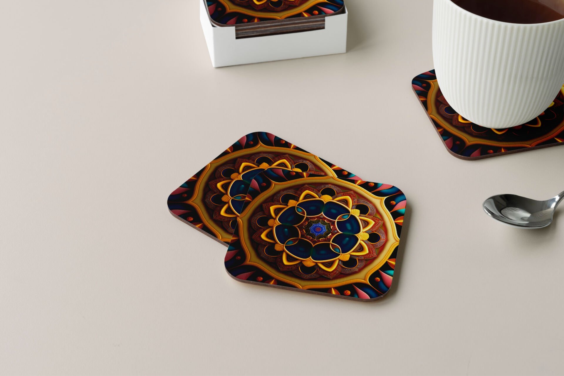 Dekoratif Bardak Altlığı Neon Desen 74