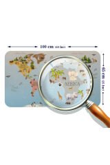 Eğitici Dünya Haritası Dünya Atlası Çocuk ve Bebek Odası Duvar Sticker -60x105-3824