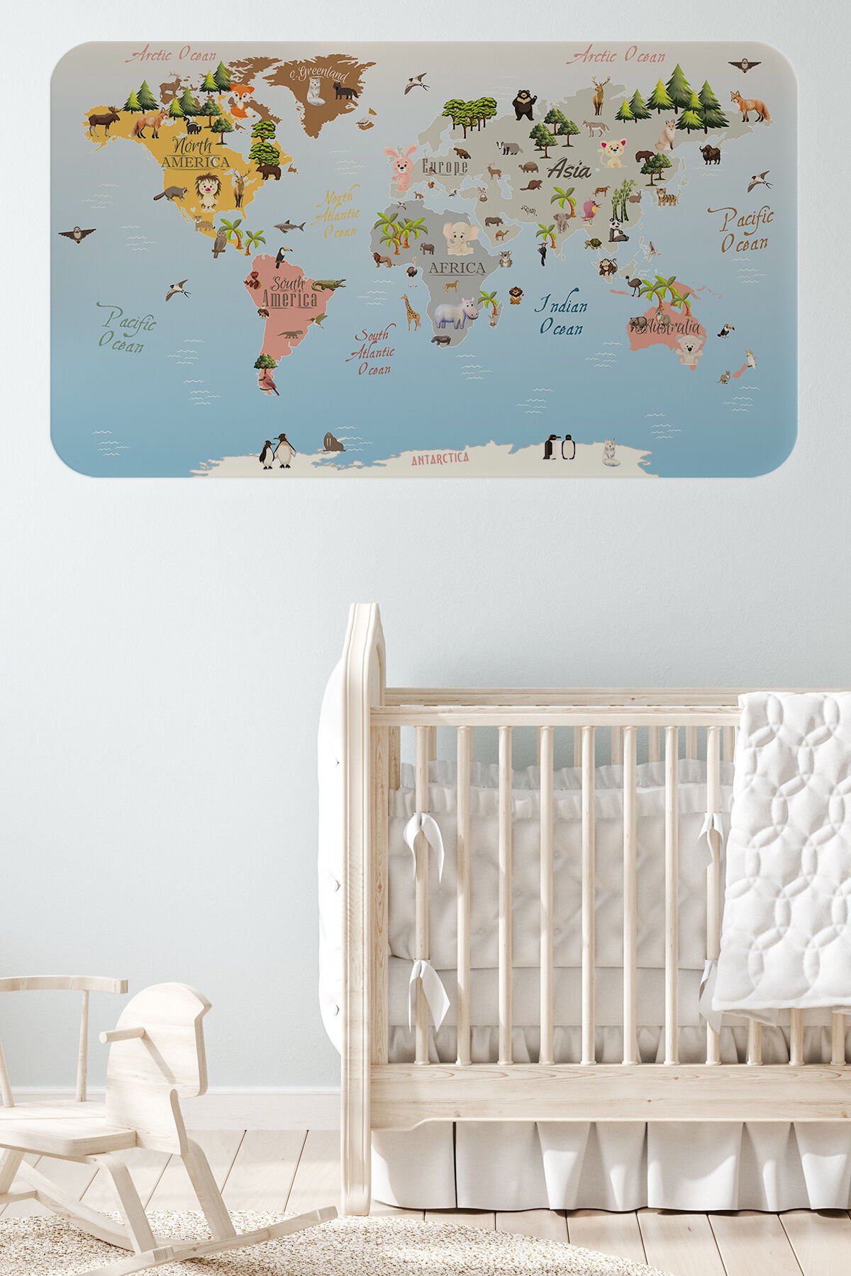 Eğitici Dünya Haritası Dünya Atlası Çocuk ve Bebek Odası Duvar Sticker -60x105-3824