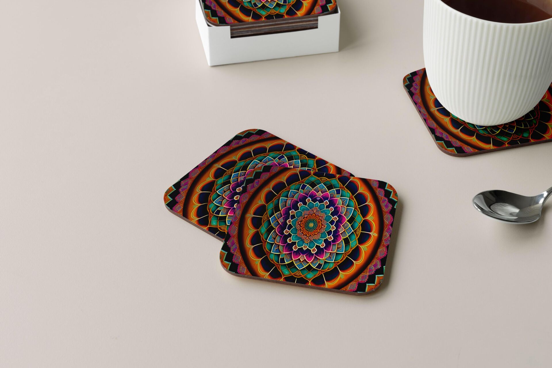 Dekoratif Bardak Altlığı Neon Desen 81