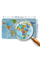 Türkçe Eğitici Ülke ve Başkent Detaylı Atlası Dünya Haritası Duvar Sticker -60x105-3831