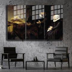 Ünlü Ressamlar ve Yapıtları Modern Yaşam Alanları İçin 3'lü Dikey Cam Tablo 353