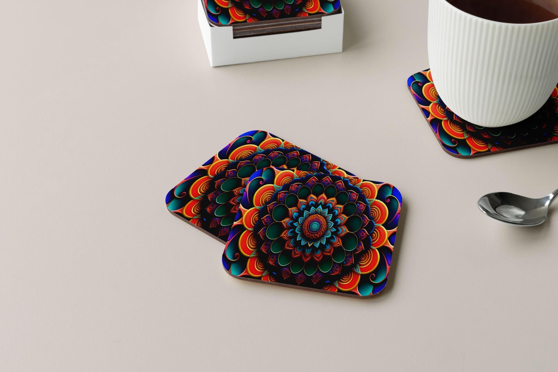 Dekoratif Bardak Altlığı Neon Desen 84