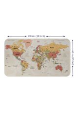 Türkçe Eğitici Ülke ve Başkent Okyanus Detaylı Atlası  Dünya Haritası Duvar Sticker -60x105-3837