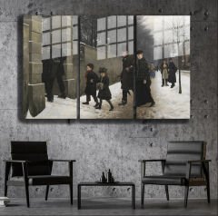 Ünlü Ressamlar ve Yapıtları Modern Yaşam Alanları İçin 3'lü Dikey Cam Tablo 361