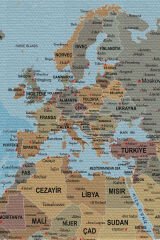Duvar Örtüsü / Halısı Detaylı Güncel Türkçe Dünya Haritası  Kaliteli Kanvas Kumaş-3972