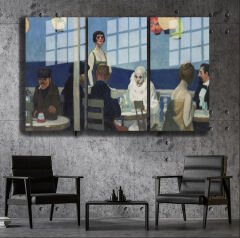 Ünlü Ressamlar ve Yapıtları Modern Yaşam Alanları İçin 3'lü Dikey Cam Tablo 363