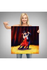 Tango Danscıları Yağlıboya Görünüm Dekoratif Kanvas Duvar Tablosu-5846
