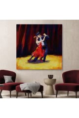 Tango Danscıları Yağlıboya Görünüm Dekoratif Kanvas Duvar Tablosu-5846