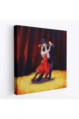 Tango Danscıları Yağlıboya Görünüm Dekoratif Kanvas Duvar Tablosu-5846