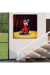 Tango Danscıları Yağlıboya Görünüm Dekoratif Kanvas Duvar Tablosu-5846