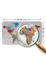 Eğitici Ülke ve Başkent Detaylı Atlası Dünya Haritası Duvar Sticker -60x105-3853