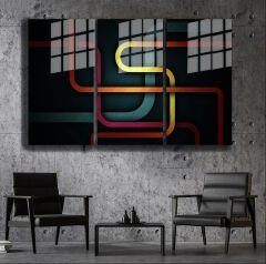 Ünlü Ressamlar ve Yapıtları Modern Yaşam Alanları İçin 3'lü Dikey Cam Tablo 376
