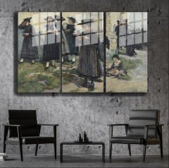 Ünlü Ressamlar ve Yapıtları Modern Yaşam Alanları İçin 3'lü Dikey Cam Tablo 381
